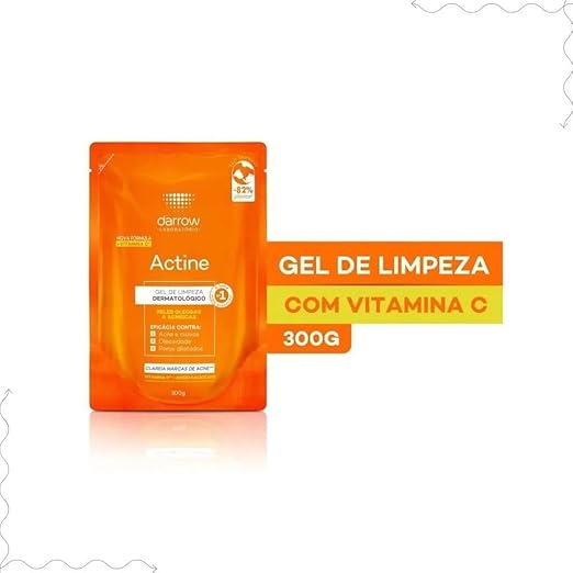 Actine Gel de Limpeza Dermatológico com Vitamina C, Kit 400g + Refil 300g, para Pele Oleosa e Acne - Imagem 3