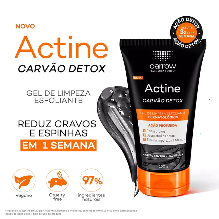 Actine Carvão Detox Gel De Limpeza Esfoliante Dermatológico - Imagem 3